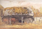 Samuel Palmer A Cow-Lodge with a Mossy Roof Sweden oil painting artist